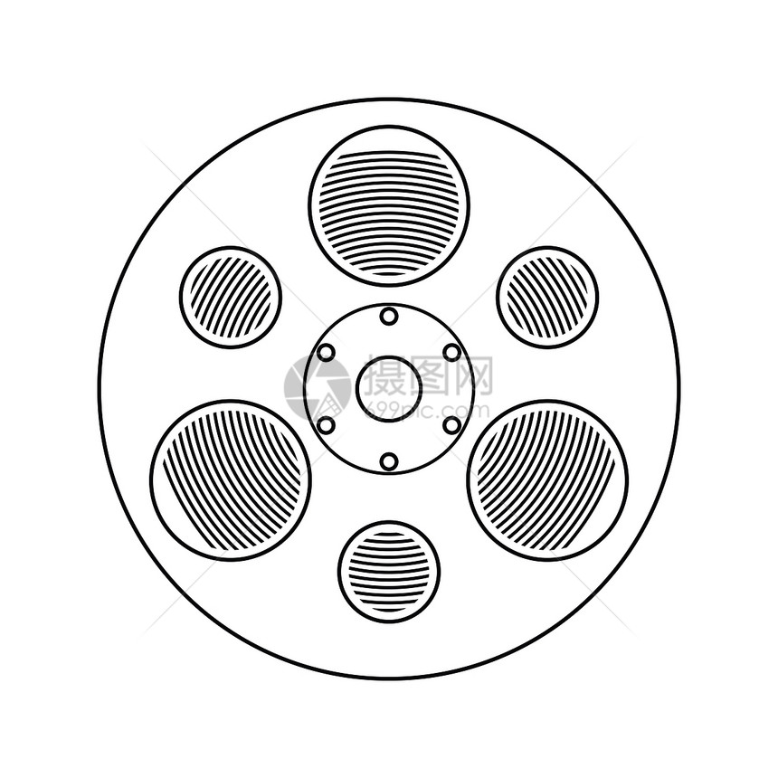 胶片卷线图标薄设计矢量插图图片