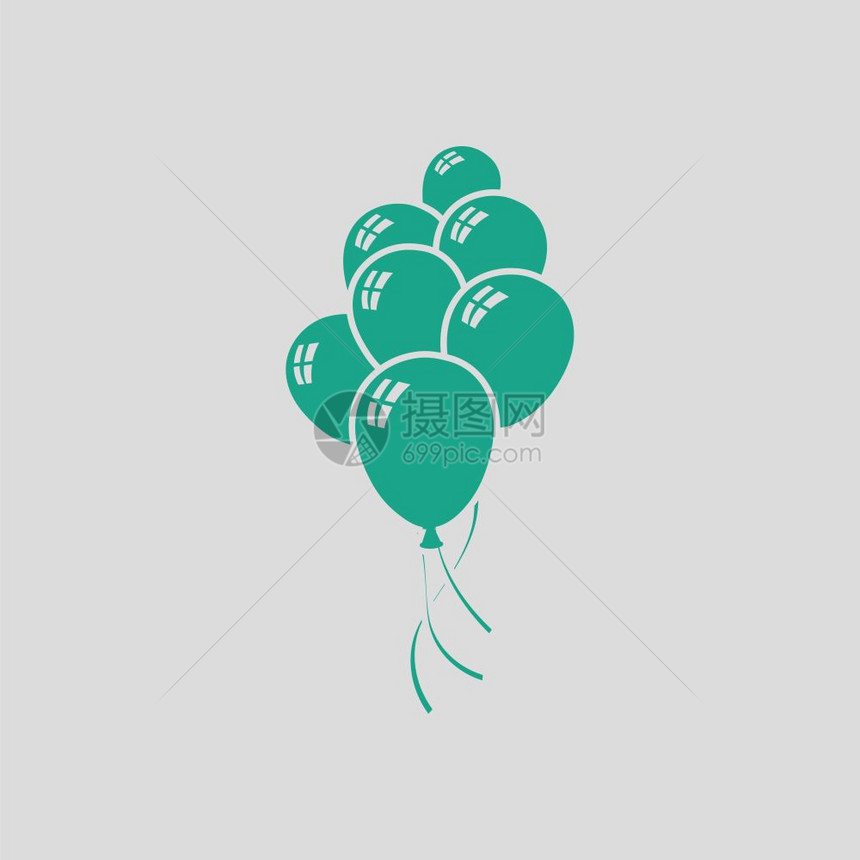 政党气球和恒星图标绿色的灰背景矢量图解图片