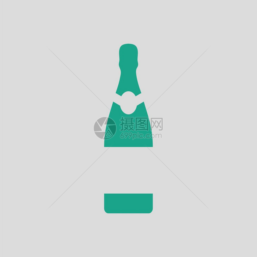 派对香槟和玻璃图标绿色的灰背景矢量插图图片