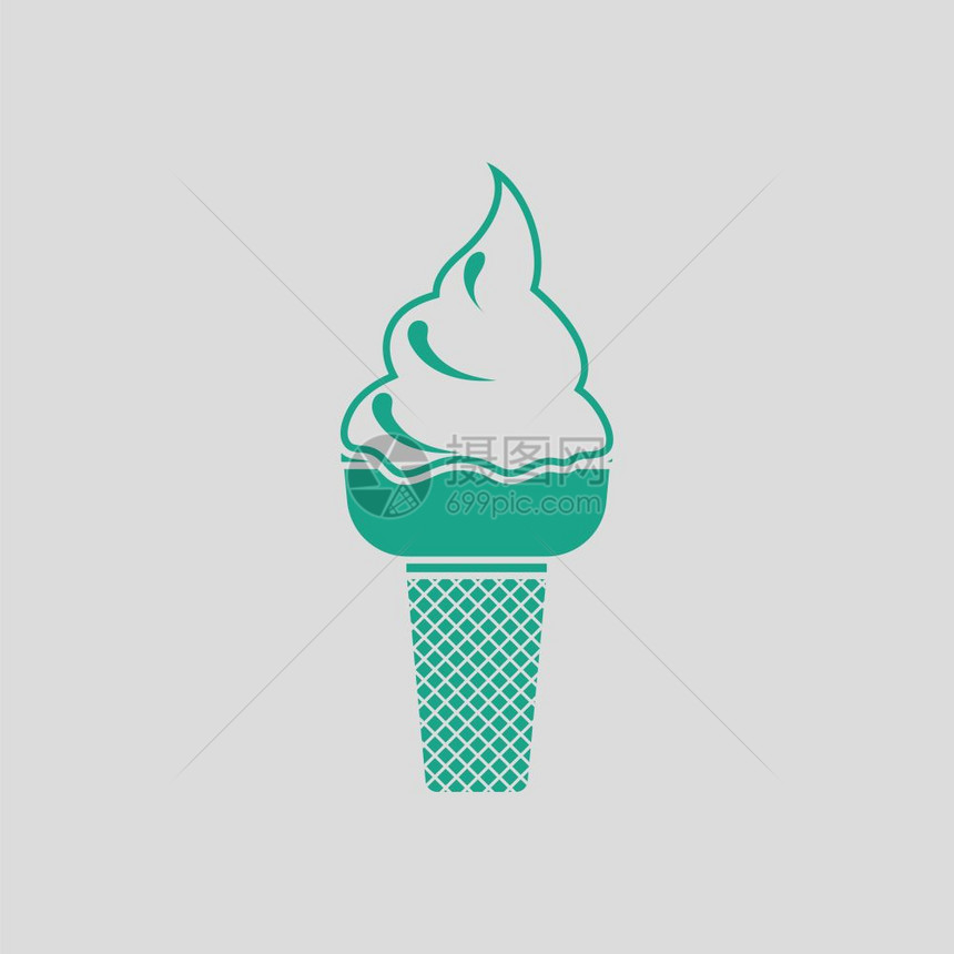 冰淇淋图标绿色的灰背景矢量插图图片