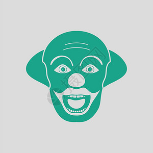 小丑图标政党小丑脸像图标绿色的灰背景矢量插图背景