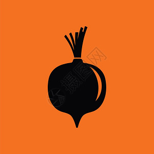 Beetroot图标黑色橙背景矢量插图图片
