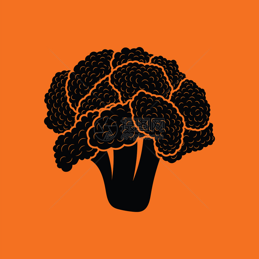 Cauliflower图标黑色橙背景矢量插图图片