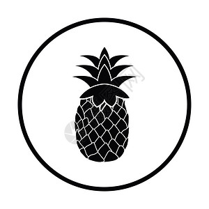 菠萝图标细圆设计矢量插图图片