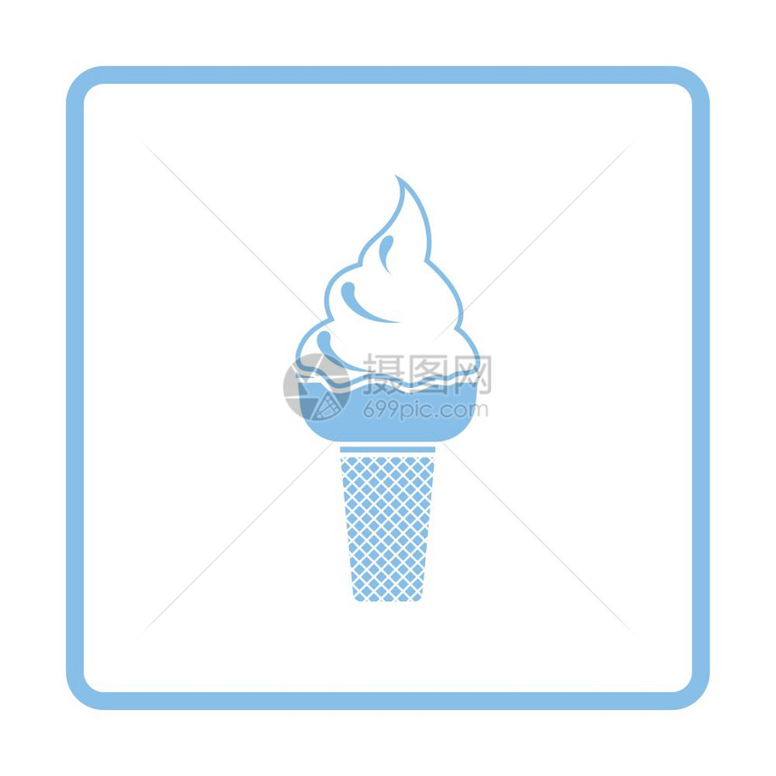 冰淇淋图标蓝色框架设计矢量插图图片