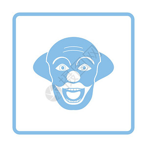 小丑图标政党小丑脸像图标蓝色框架设计矢量图解背景