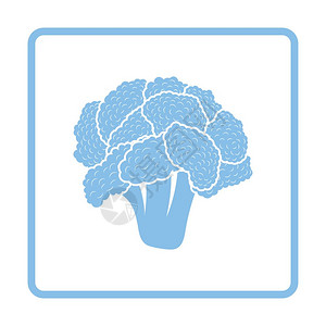花椰菜图标蓝框设计矢量插图背景图片