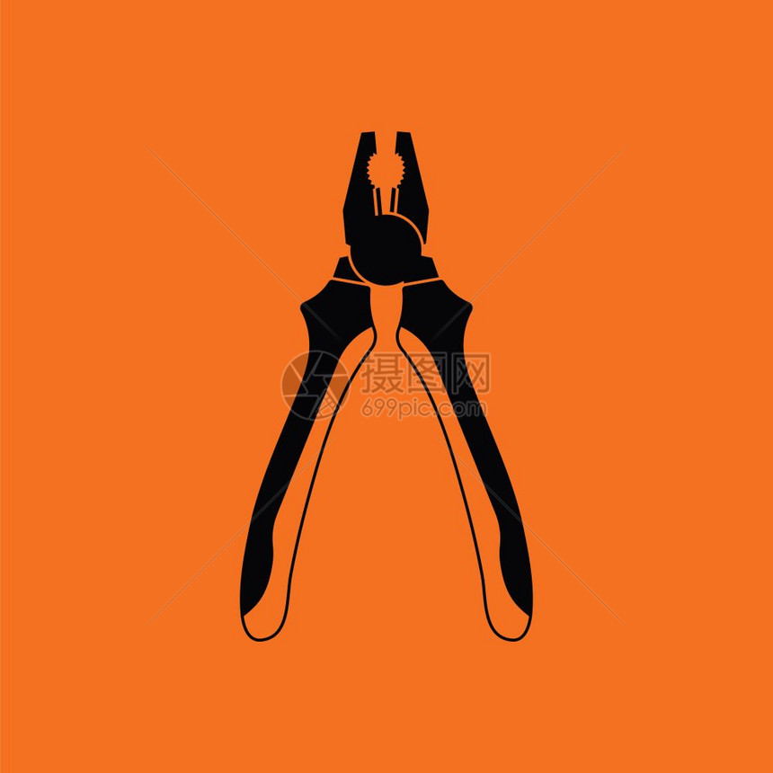 Pierls工具图标黑色的橙背景矢量插图图片
