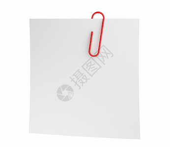 关于办公室业务概念白背景纸和红色剪贴片附于文件3d插图图片