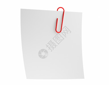 关于办公室业务概念白背景纸和红色剪贴片附于文件3d插图图片