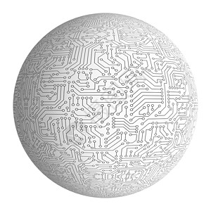 在数字计算机技术概念中高科背景的形态结构3D球插图图片