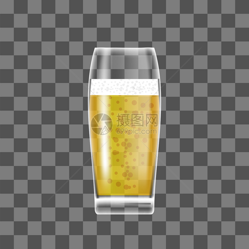 灰色检查背景的透明啤酒玻璃图片