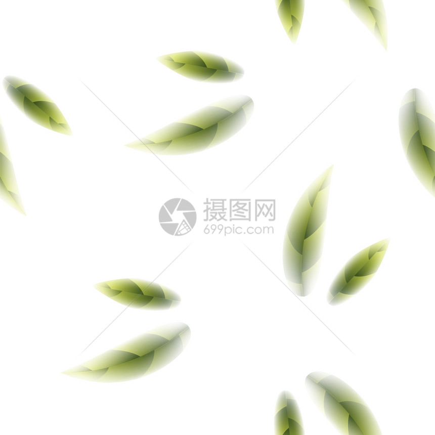 白色背景的绿茶叶无缝模式白色背景的绿茶叶无缝模式图片