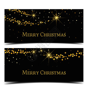 矢量插图摘要圣诞节背景和横幅黑色背景上的灯光金新年亮光金背景上的灯光图片