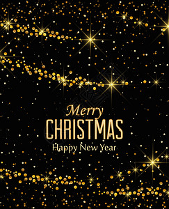 矢量插图抽象的圣诞节背景黑色上的灯光金新年假日闪亮点金背景上的灯光插画