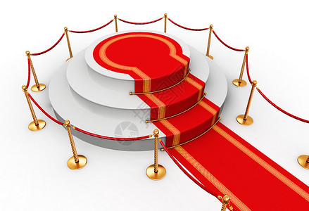 颁奖仪式背景创造抽象颁奖仪式和商业概念的成功红地毯台前和白背景孤立的金链屏障背景