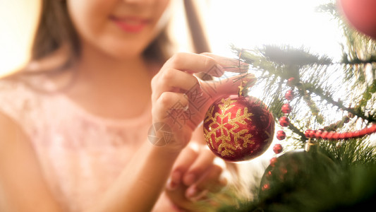 美少女在客厅装饰圣诞树的特图片图片