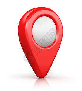 标志效果创意抽象的全球定位系统卫星导航旅行游和定位路线规划业务构想红色目的地指针标志图孤立在白背景上产生反射效果背景