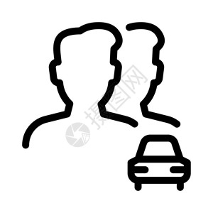 汽车分享白色背景男人们汽车一起旅行矢量图插画