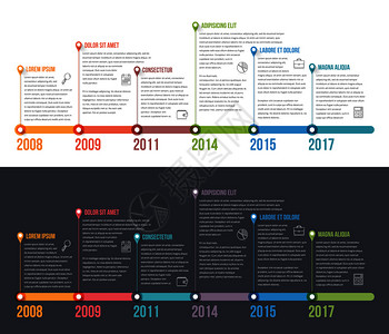 水平时间线信息图模板工作流程或图矢量eps10插图图片