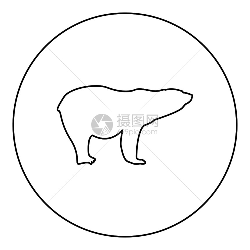 圆形大纲矢量插图中的北极标黑色颜图片