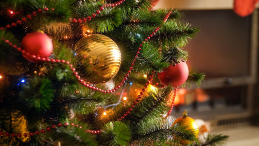 圣诞树枝与房屋客厅壁炉火烧圣诞树枝与房屋客厅壁炉烧图片