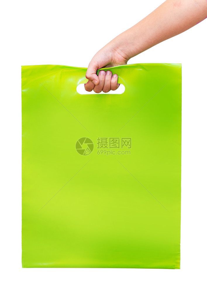 小空白塑料袋装着手握的塑料小袋有剪切路径图片