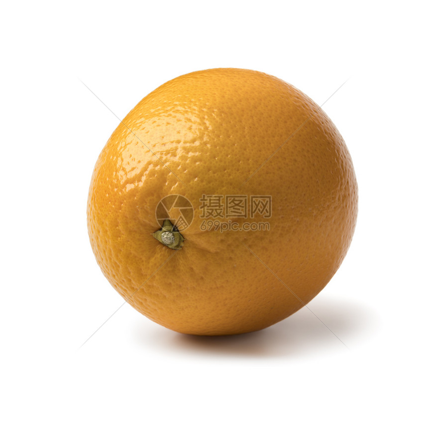 白色背景上绝缘的全新单一橘子水果图片