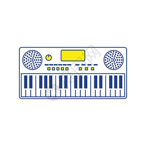 钢琴标志音乐合成器图标薄线设计矢量插图背景