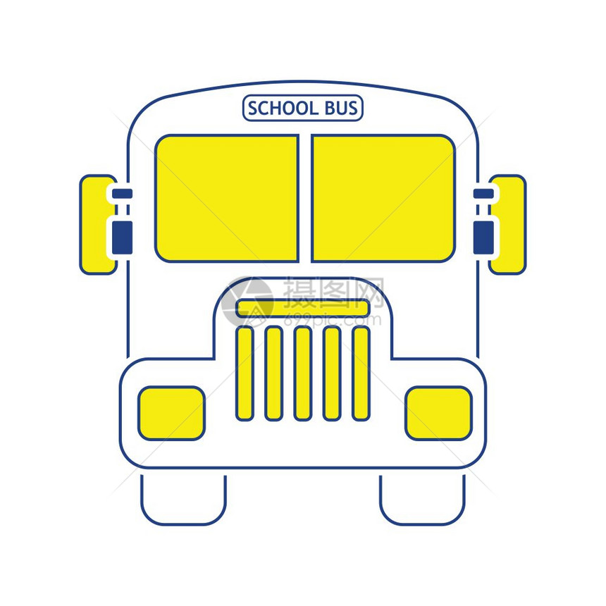 校车图标细线设计矢量插图图片