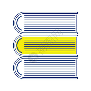 书堆图标细线设计矢量插图图片