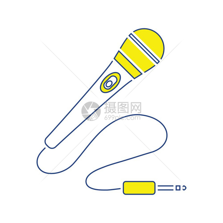 卡拉OK麦克风图标薄线设计矢量插图图片