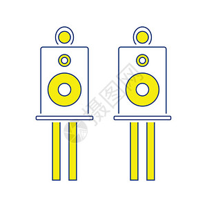 音频系统扬声器图标薄线设计矢量插图图片