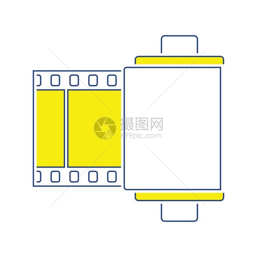 相片盒状线图标薄设计矢量图解图片