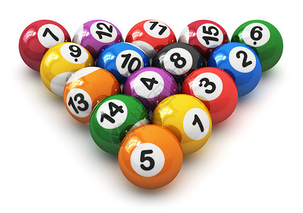 一组颜色球,带有美国白背景孤立的单面纸牌游戏数字的颜色球图片
