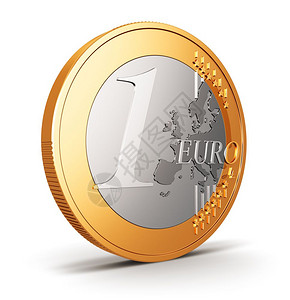 创意抽象金融成功银行会计和货币概念白背景孤立的一枚欧元硬币图片