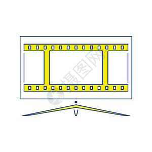 电影视屏幕图标薄线设计矢量插图背景图片