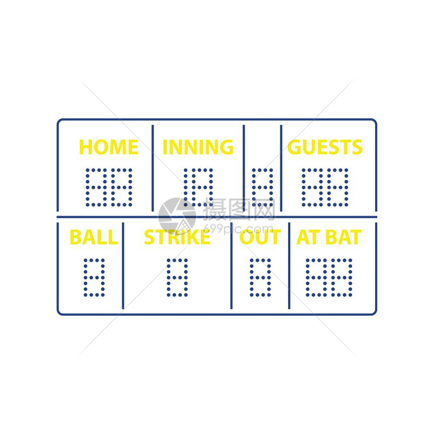 棒球记分板图标薄线设计矢量图解图片