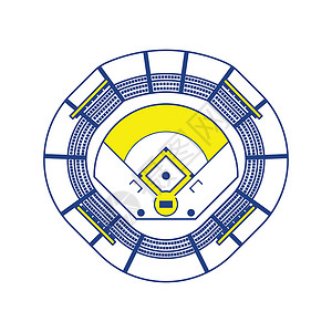 内野棒球场图标细线设计矢量插图背景