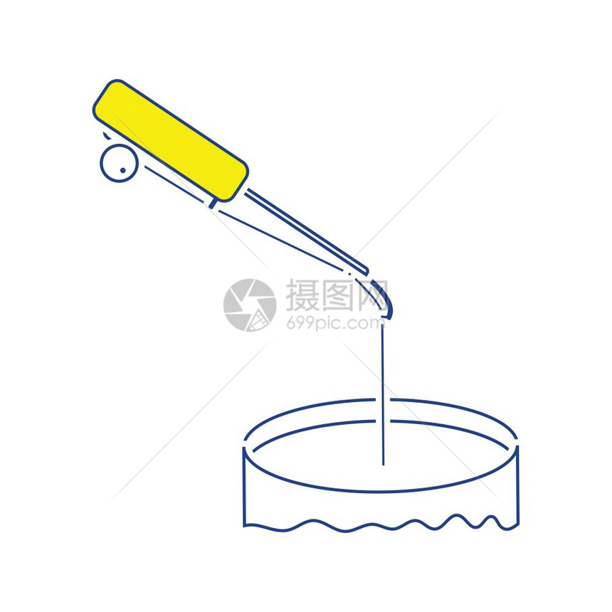 钓鱼冬季钩图标细线设计矢量图示图片