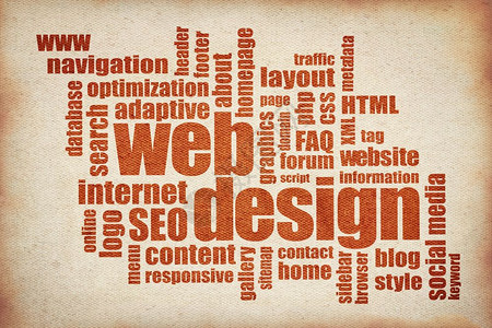 网络设计字云在画布上红色印刷互联网服务概念背景图片