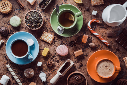 咖啡茶叶和可抽象背景图片
