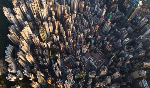 香港市中心空景象亚洲智能城市的金融区和商业中心摩天大楼和高的顶层景象图片