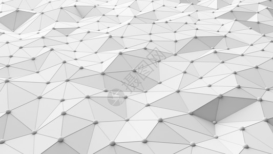 数字计算机技术概念中网络连接三角形的白色结构纹理模式背景3d抽象插图图片