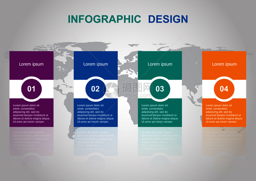 现代信息地理设计模板横幅可用于业务步骤选项图片