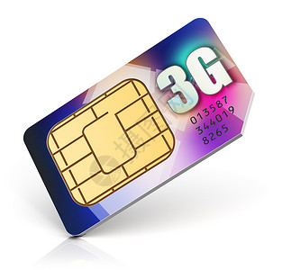 创意抽象移动式电信无线技术和移动商务通信互联网概念以白色背景隔离的3G连接能力移动电话或智能手机的彩色SIM卡或智能手机SIM卡图片