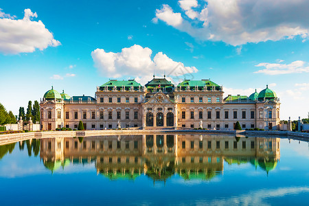 贝尔维德雷宫奥地利维也纳老城贝尔韦代雷宫碎石建筑的景色城市夏季背景
