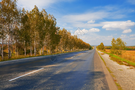 草原上延伸到很远的秋季公路高清图片