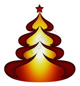 红圣诞矢量树背面有星顶上背景图片