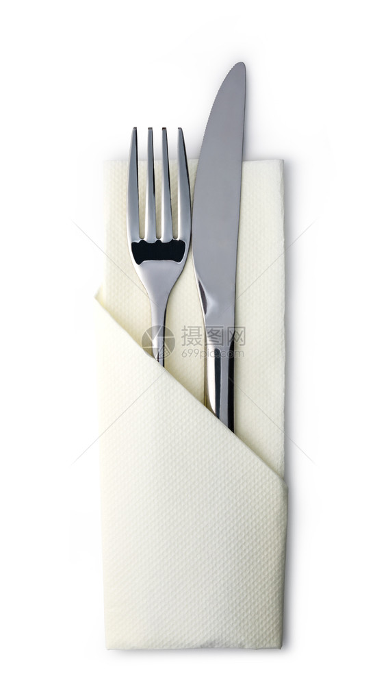 白色背景上孤立的餐具图片